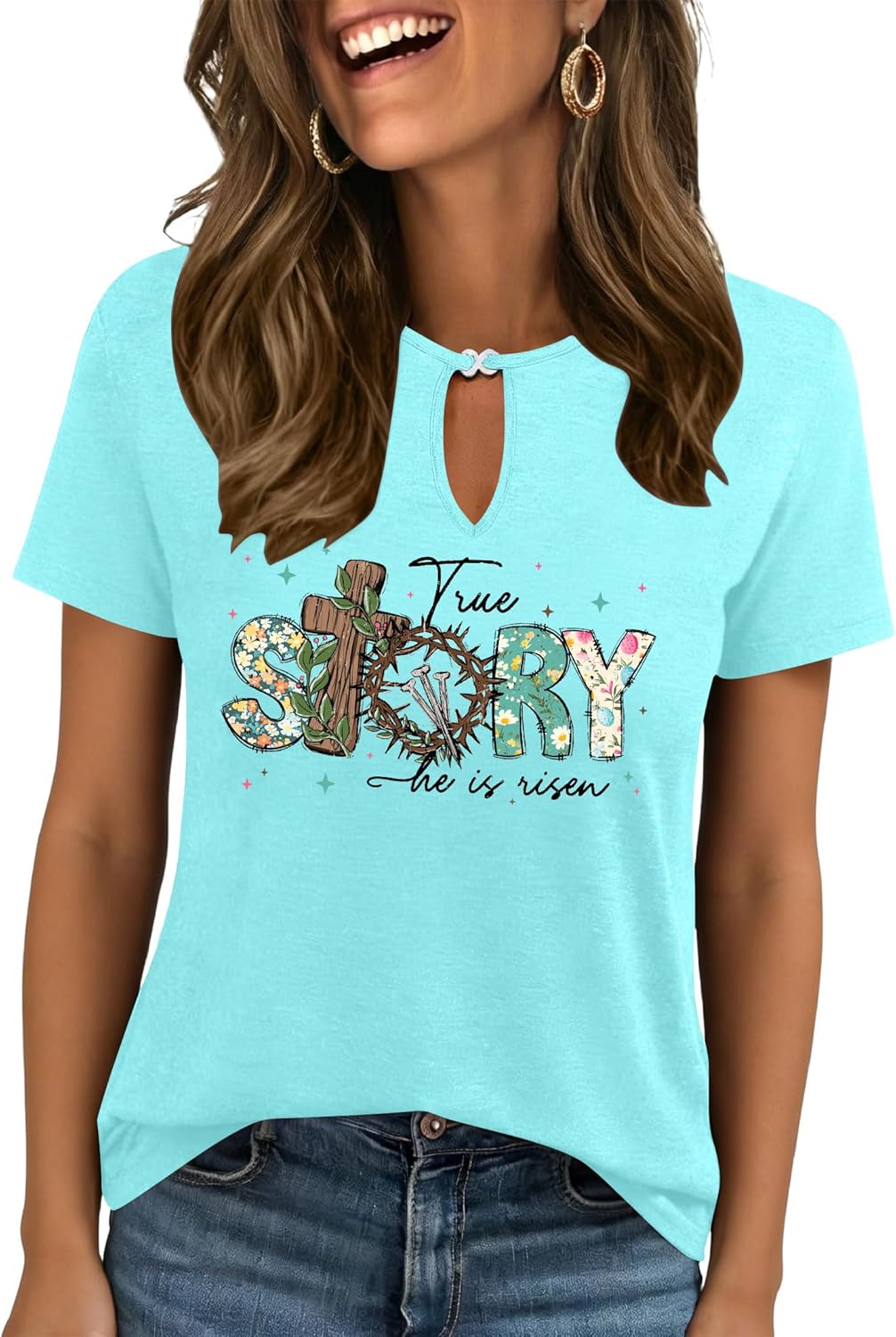 Easter Shirts for Women: Happy Easter Tshirt Bunny Graphic Tees Oh for Peeps Sake Letter Print Short Sleeve Tops