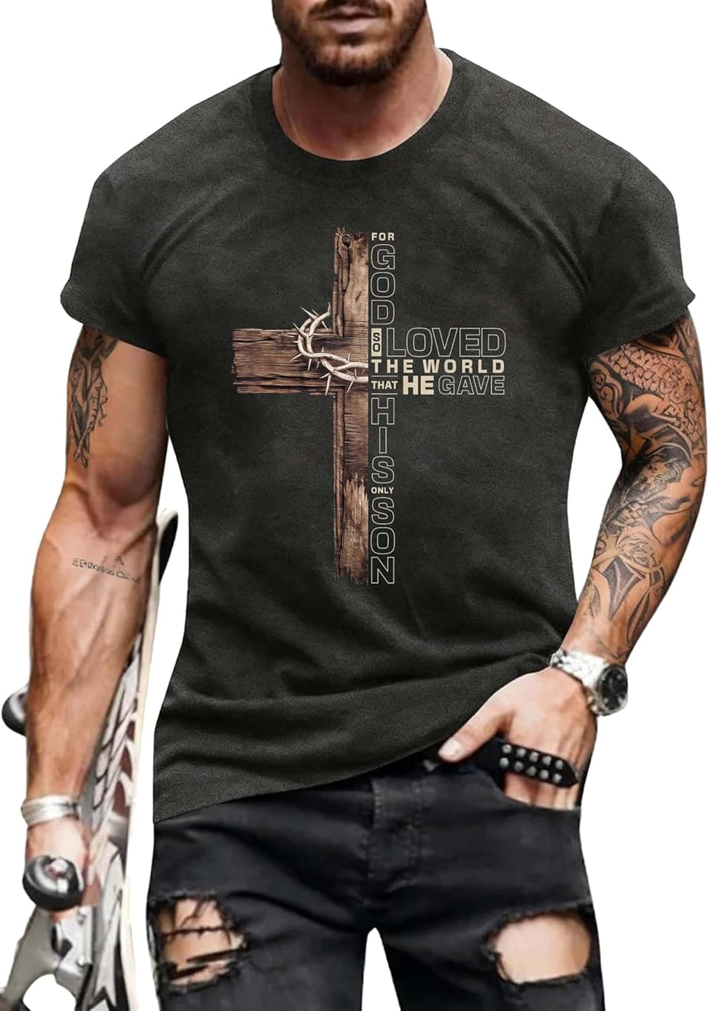 Christian Shirts for Men: Jesus Cross Religious Graphic T-Shirt Bible Verse Printed Shirt Crew Neck Short Sleeve Top
