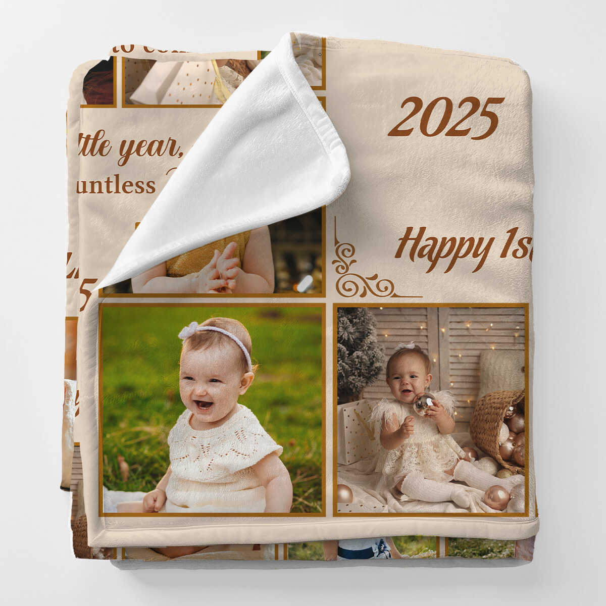 1st Birthday Photo Collage Blanket, Personalized First Birthday Gift, Baby’s First Year Blanket, 12 Months of Memories, First Birthday Keepsake