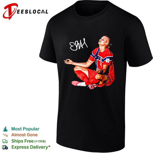 Erling Haaland Norway number 9 meditation celebration signature poster shirt