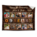 Personalized 9th Anniversary Photo Collage Blanket, Custom 9 Years Together Gift, Wedding Anniversary Blanket, Couple Memory Keepsake