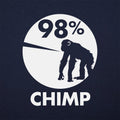 98 Percent Chimp DNA Pie Chart with Chimpanzee Silhouette