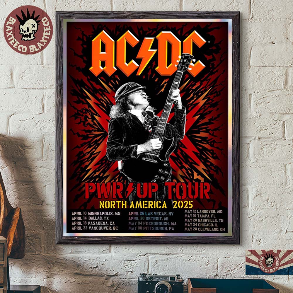 ACDC PWR Up Tour North America 2025 Official Tour Dates Home Decor Poster Canvas