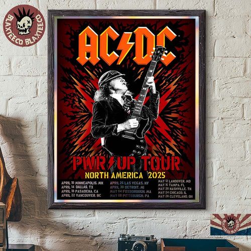 ACDC PWR Up Tour North America 2025 Official Tour Dates Home Decor Poster Canvas