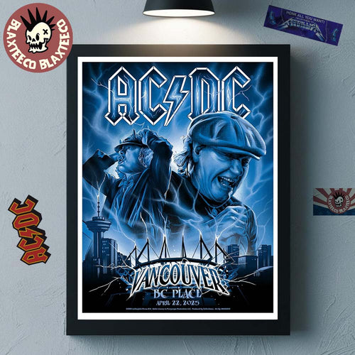 ACDC PWR Up Vancouver Tour Poster British Columbia Canada At BC Place On April 22 2025 Angus And Brian Artwork Home Decor Poster Canvas