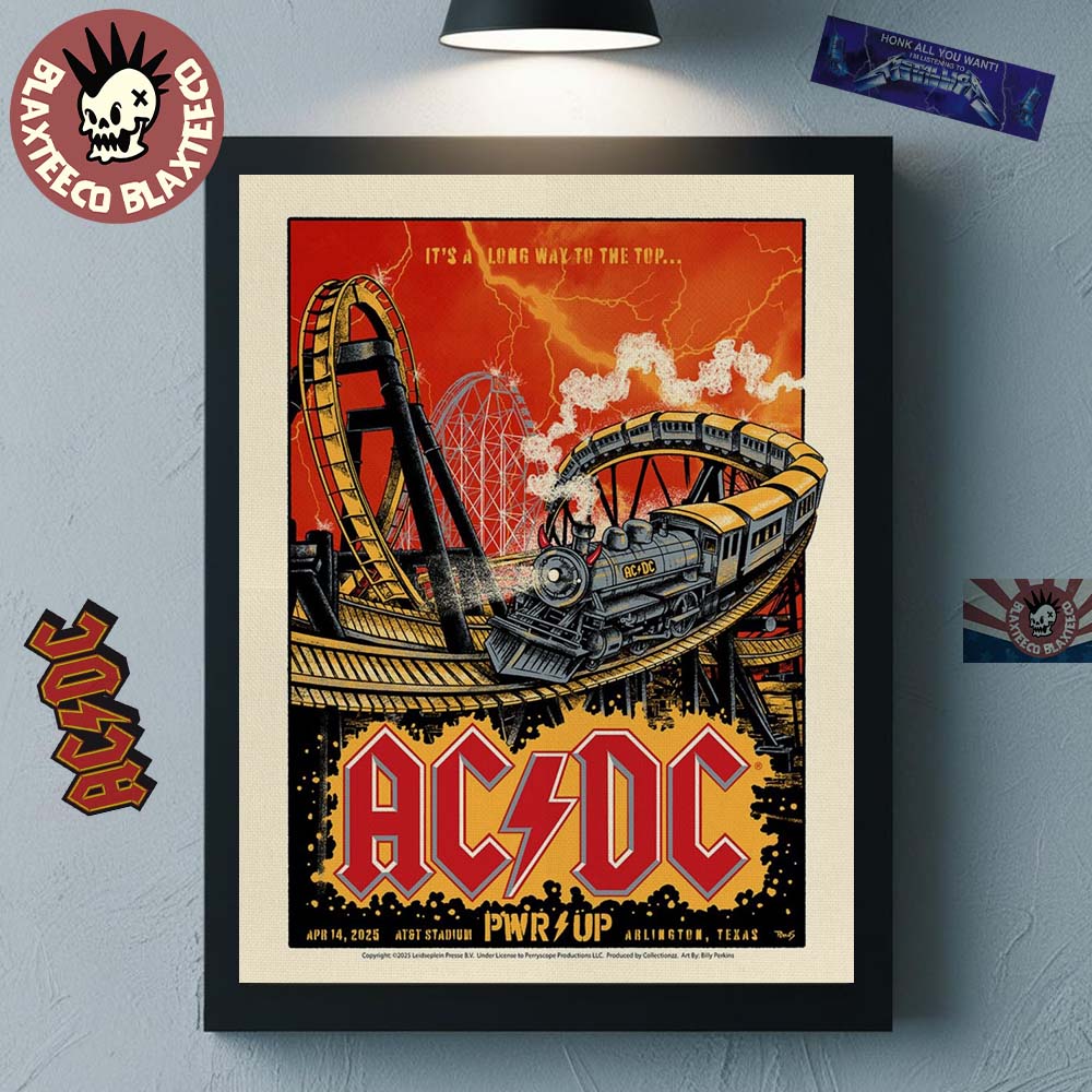 ACDC Texas PWR Up Tour Poster North America 2025 Arlington At AT And T Stadium On April 14 2025 It Is A Long Way To The Top Devil Train Art Poster Canvas
