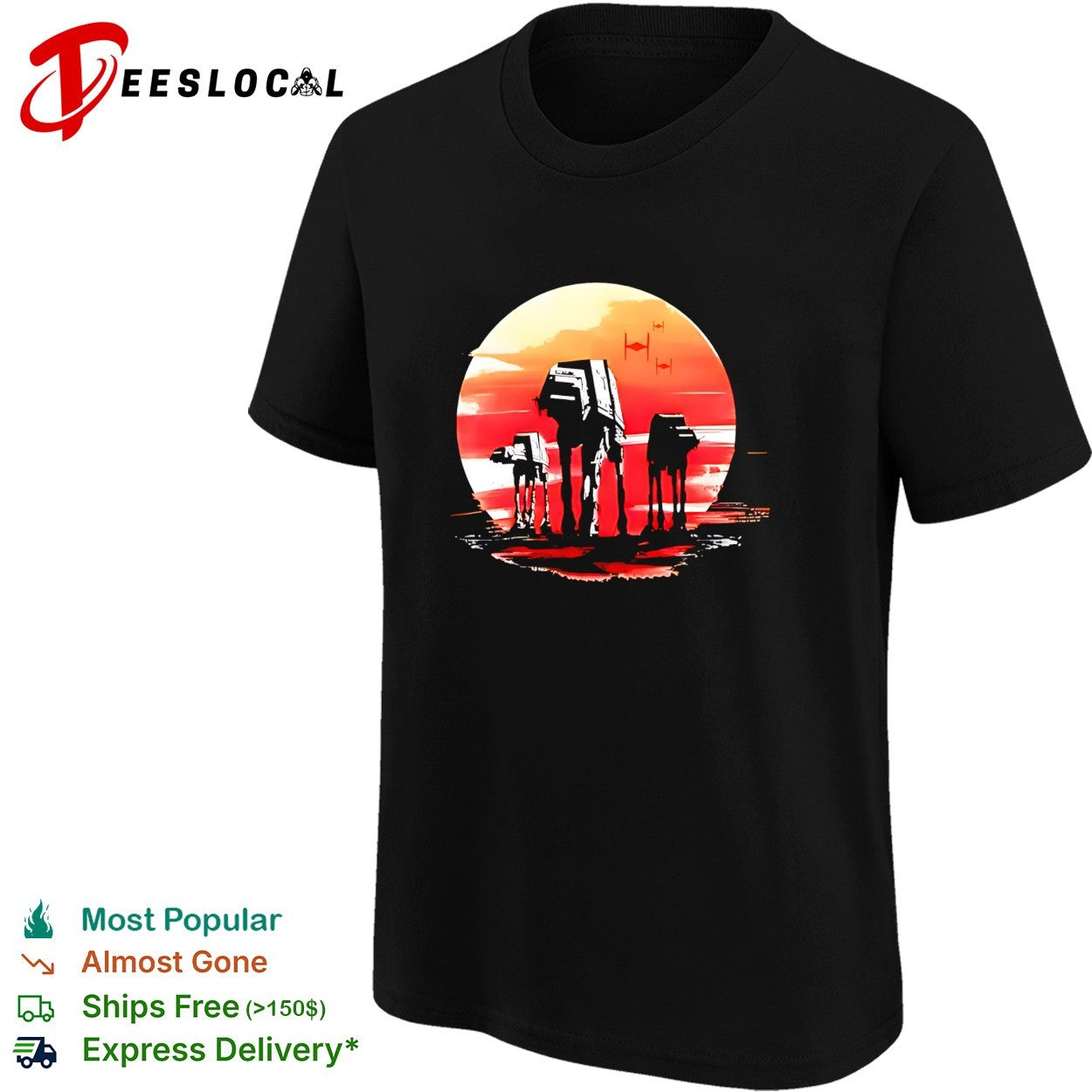 AT-AT Walkers Star Wars Imperial Forces TIE Fighters Sunset Battle retro shirt