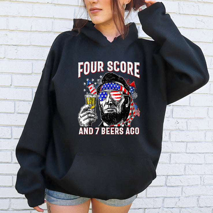 Abraham Lincoln Four Score And 7 Beers Ago Funny 4th Of July Shirt