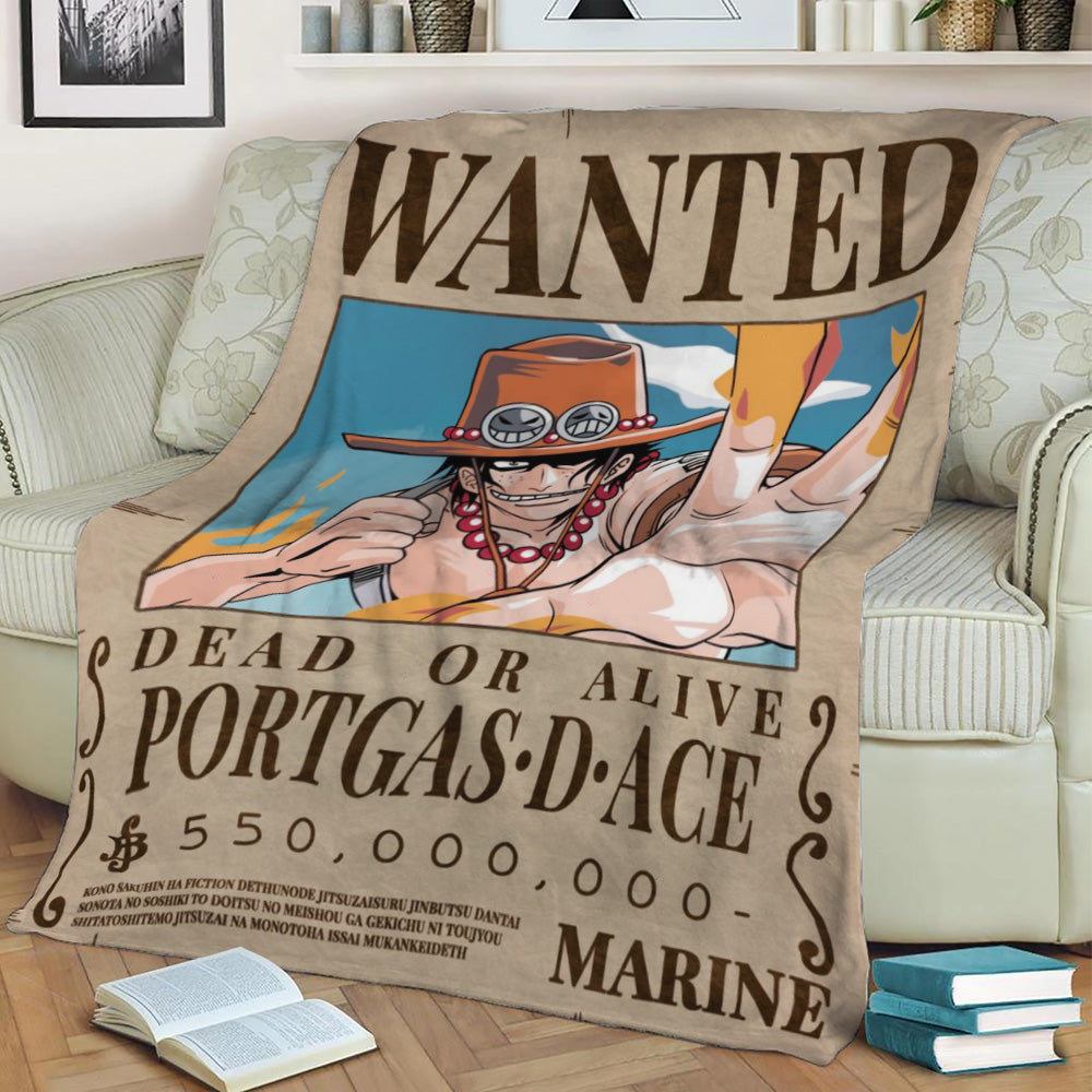 Ace Bounty Wanted Poster Fleece Throw Blanket