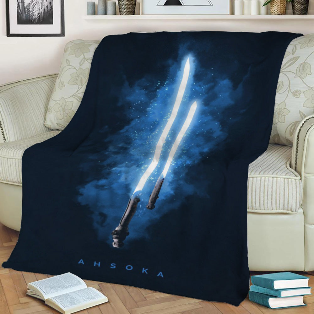 Ahsoka Lightsaber Fleece Throw Blanket