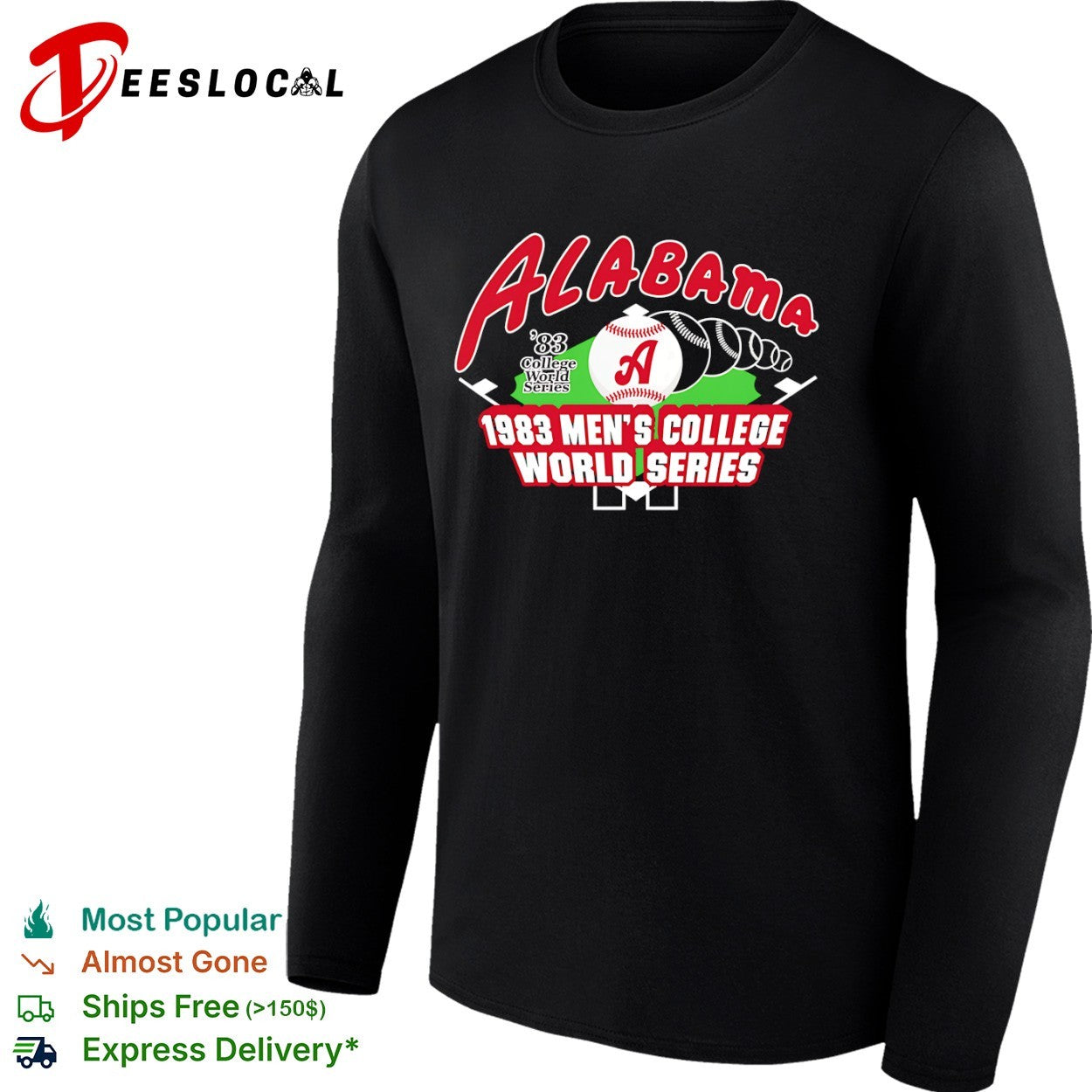 Alabama Crimson Tide 1983 College World Series Baseball shirt