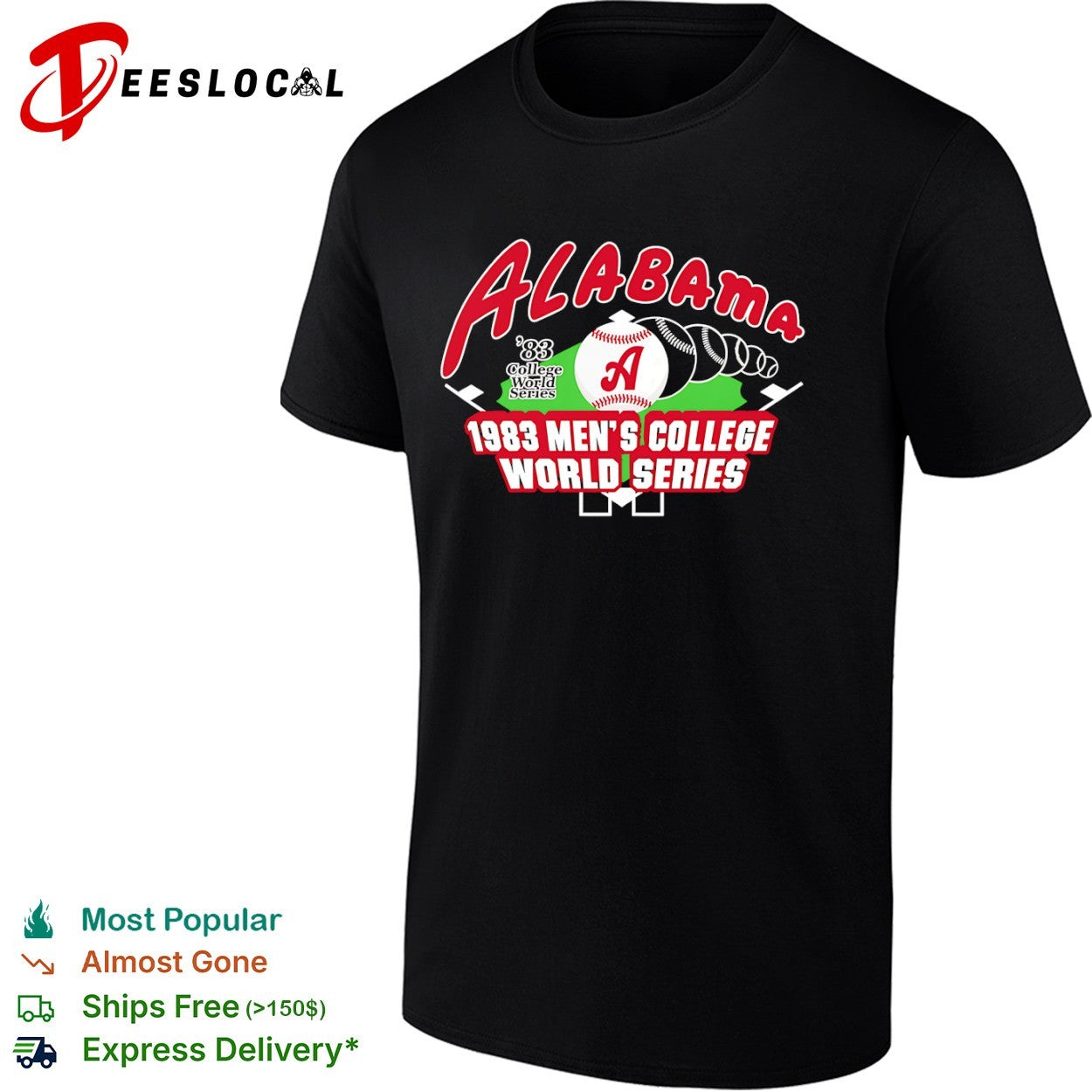 Alabama Crimson Tide 1983 College World Series Baseball shirt