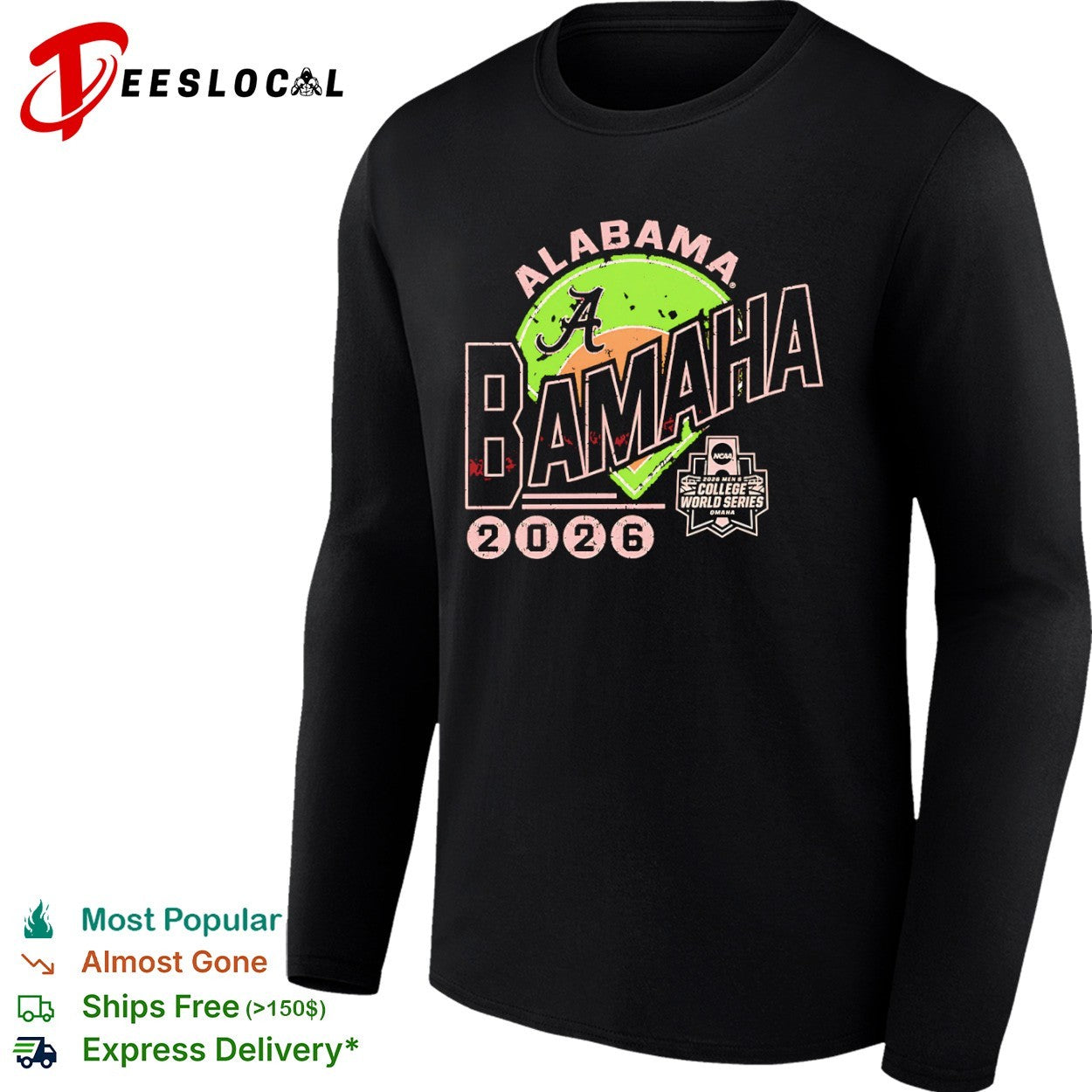 Alabama Crimson Tide 2026 NCAA Men’s College World Series Omaha baseball shirt