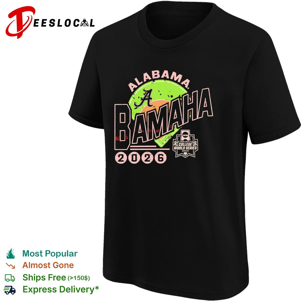 Alabama Crimson Tide 2026 NCAA Men’s College World Series Omaha baseball shirt