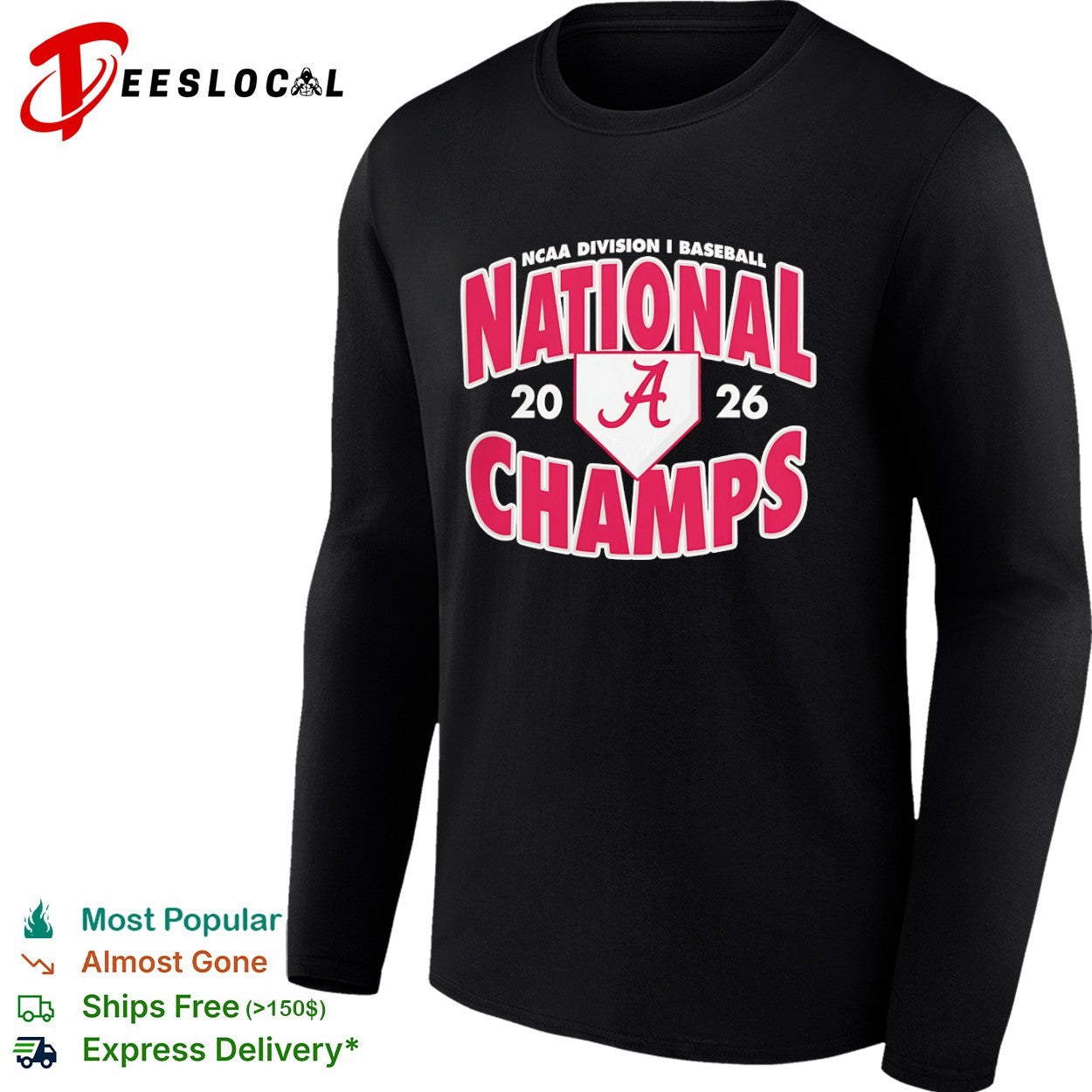 Alabama Crimson Tide NCAA Division I Baseball National Champs 2026 shirt