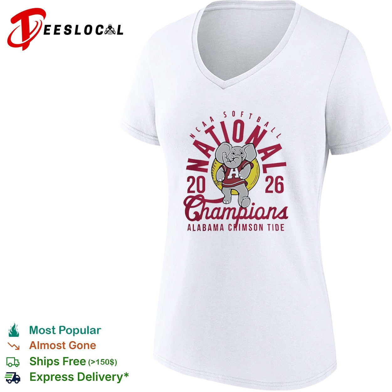 Alabama Crimson Tide NCAA Softball National 20 26 Champions mascot logo shirt