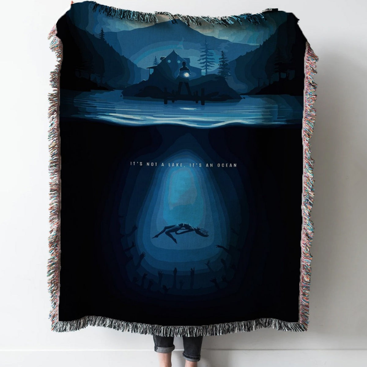 Alan Wake Game Art Woven Tapestry Throw Blanket with Fringe