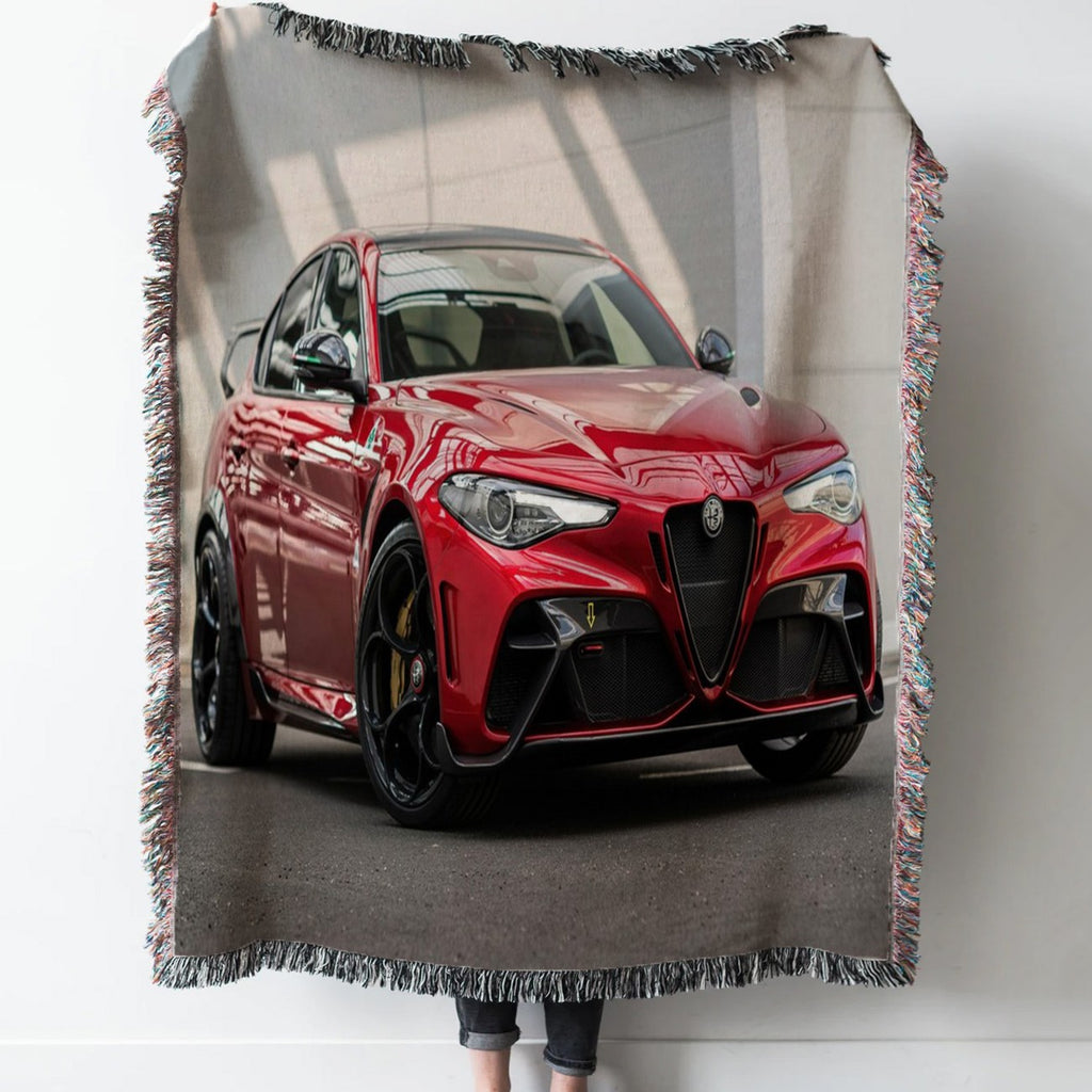 Alfa Romeo Car Woven Tapestry Throw Blanket with Fringe