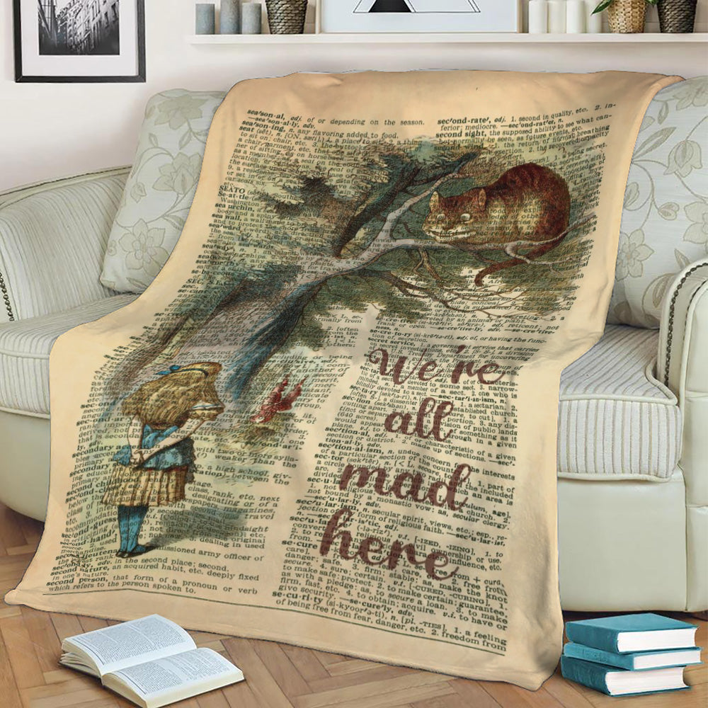 All Mad Here Wonderland Fleece Throw Blanket