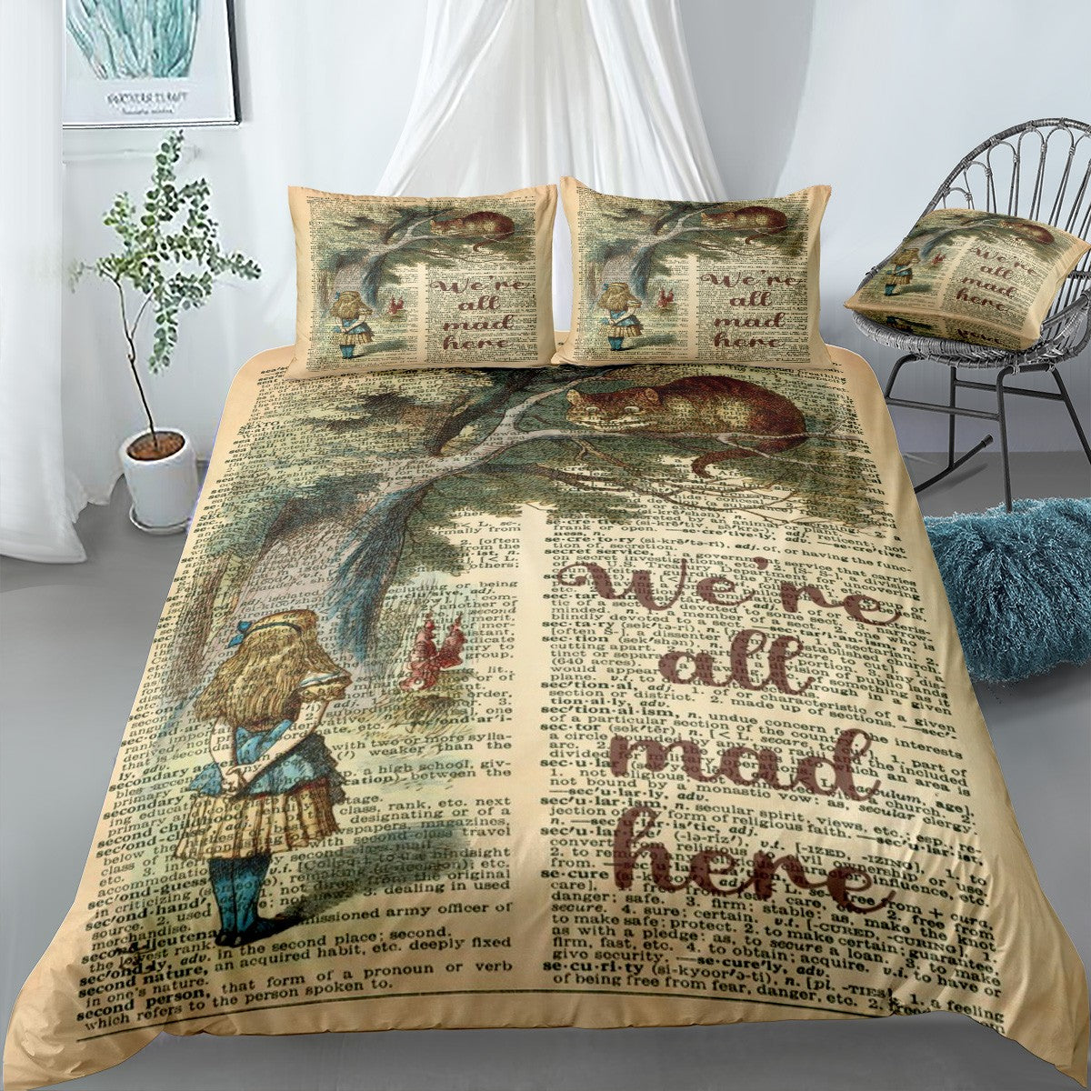 All Mad Here Wonderland Bedding Set (Duvet Cover & Pillow Shams)