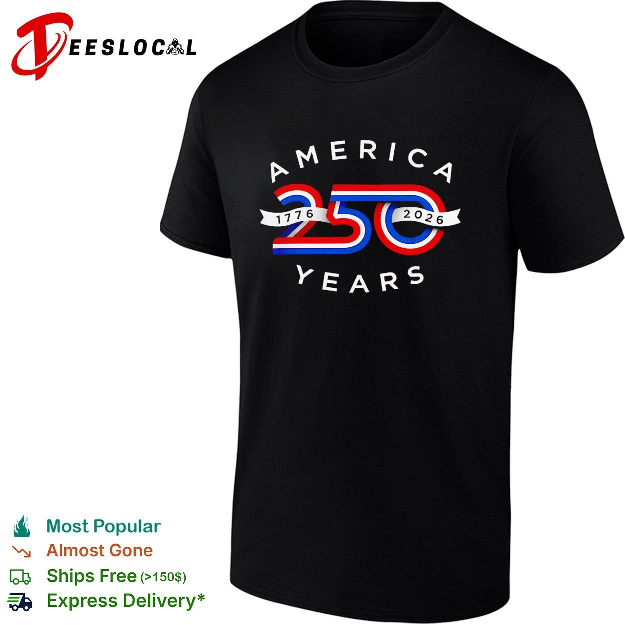 America 250 Years 1776 2026 Patriotic Red White and Blue Anniversary Concept shirt