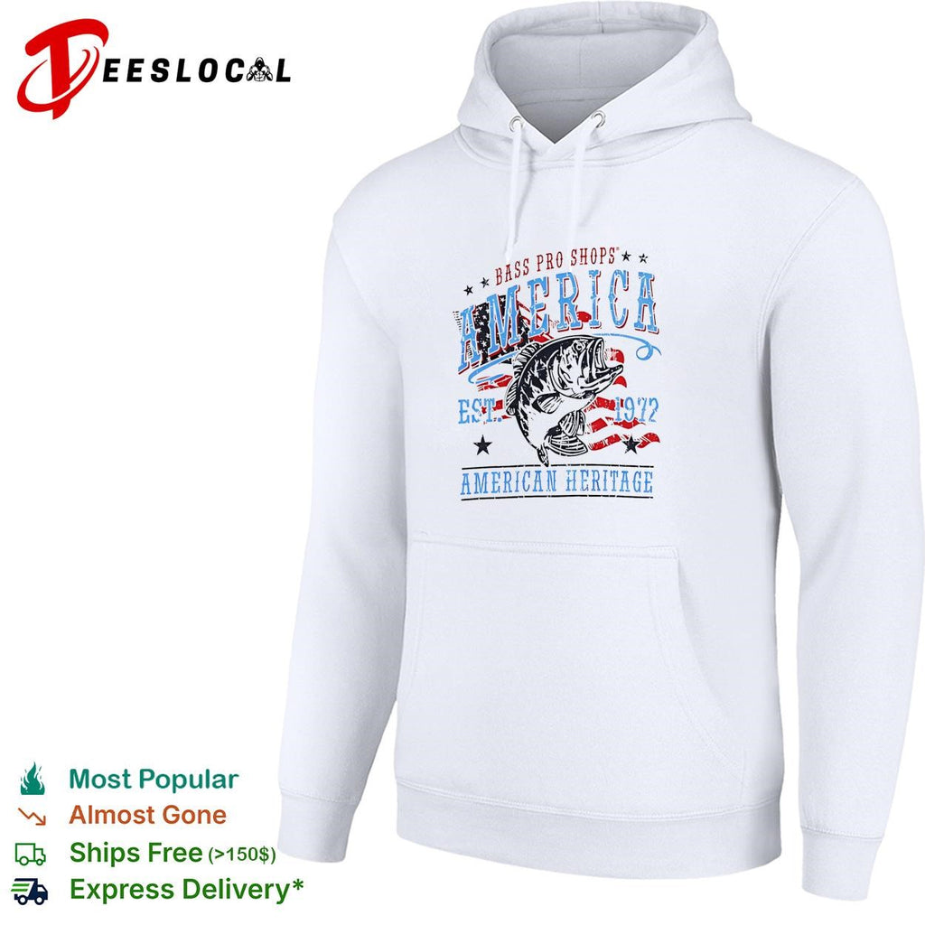 America Est 1972 heritage outdoor fishing bass patriotic graphic shirt