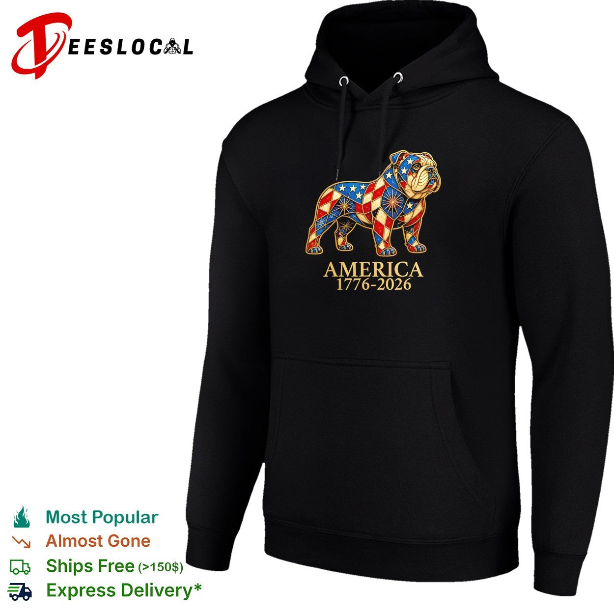 American Bulldog Patriotic Stained Glass Art America 1776 2026 shirt