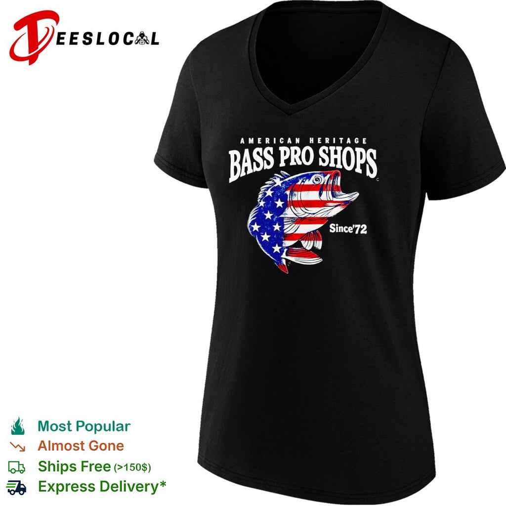 American Heritage Bass Pro Shops Since 72 patriotic fish design fishing lover shirt
