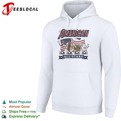 American all stars patriotic hot dog hamburger baseball firework flight shirt