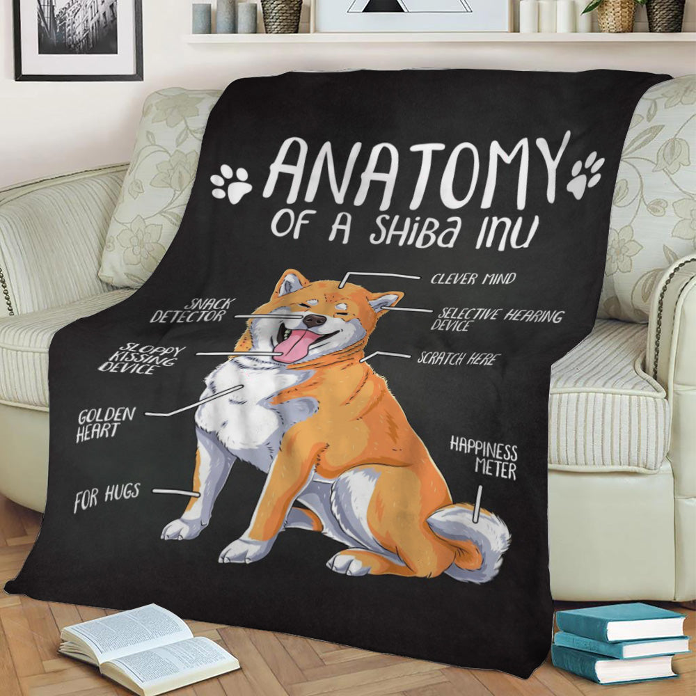 Anatomy of a Shiba Inu Fleece Throw Blanket