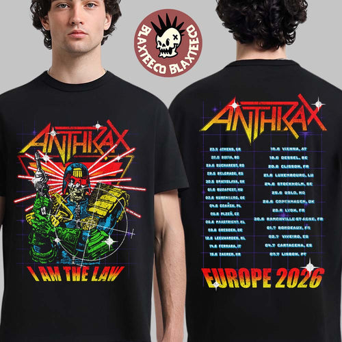 Anthrax Europe 2026 Tour Merch I Am The Law Cyber Judge T-Shirt