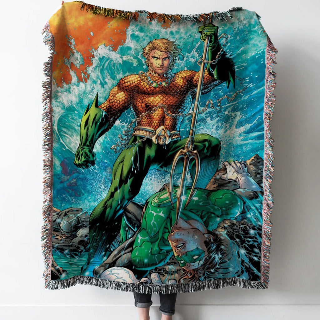 Aquaman wins Woven Tapestry Throw Blanket with Fringe