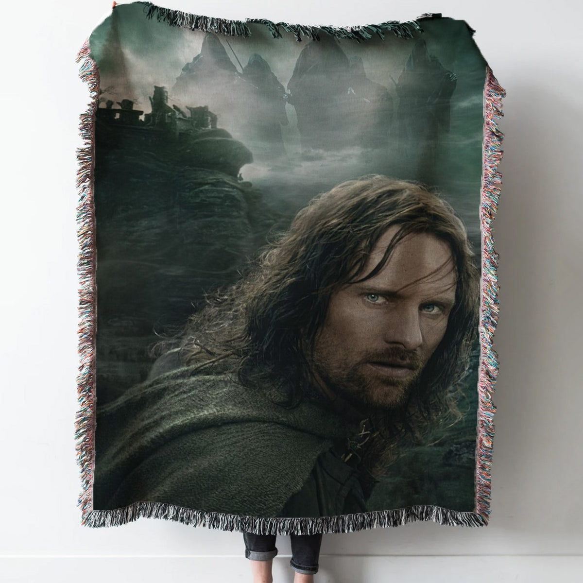 Aragorn II Elessar Woven Tapestry Throw Blanket with Fringe