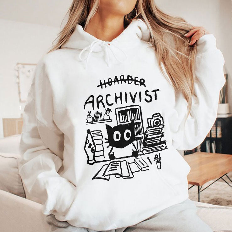 Archivist Not Hoarder Cat Bookworm Librarian T Shirt