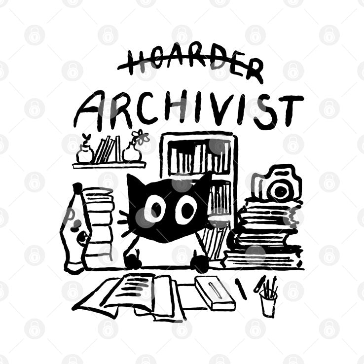 Archivist Not Hoarder Cat Bookworm Librarian T Shirt