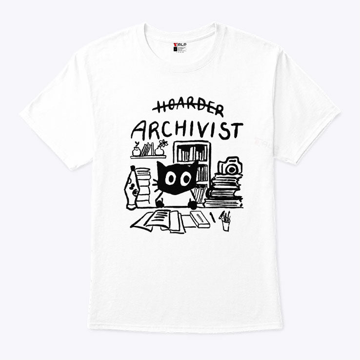 Archivist Not Hoarder Cat Bookworm Librarian T Shirt