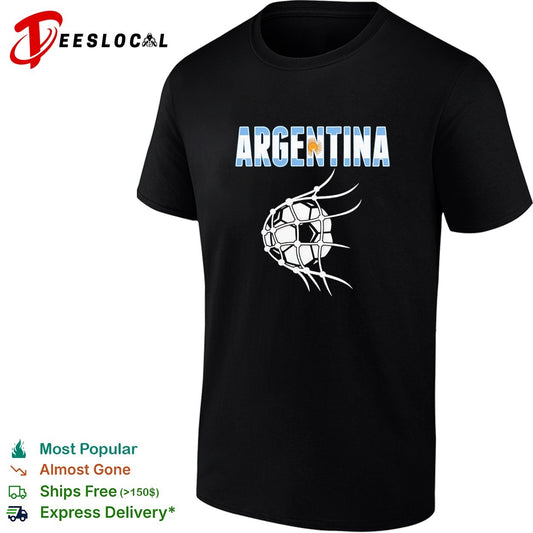 Argentina Soccer Ball in Net World Cup Goal Celebration Fans National Team shirt