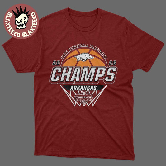 Arkansas Razorbacks Men’s Basketball 2026 SEC Tournament Champions Locker Room Cardinal Red T-Shirt