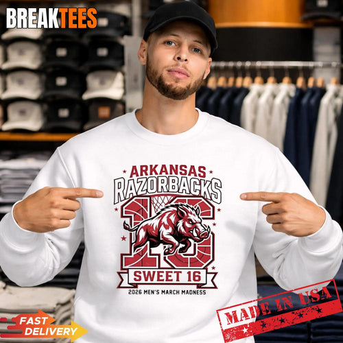 Arkansas Razorbacks Sweet 16 2026 Men’s March Madness Mascot Shirt