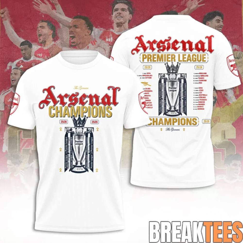 Arsenal FC EPL Champions 25-26 White Shirt