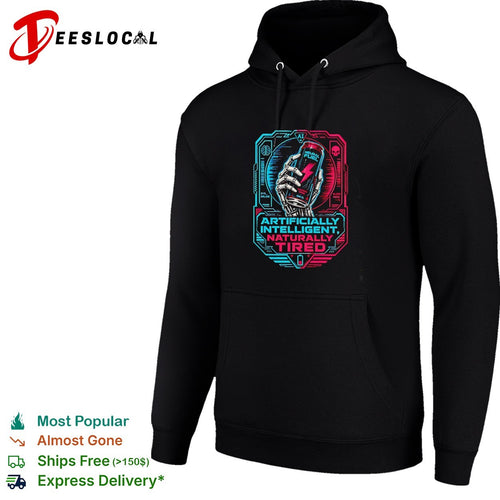 Artificially intelligent naturally tired cyborg hand energy drink graphic shirt