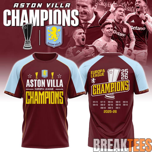 Aston Villa Europa League Champions 2025-26 Shirt