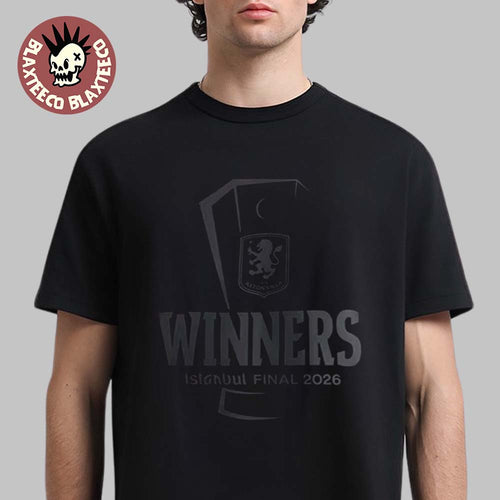 Aston Villa UEFA Europa League Istanbul Final 2026 Trophy Winners Black T-Shirt