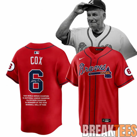 Atlanta Braves Legendary Baseball Manager Bobby Cox 1941-2026 Baseball Jersey