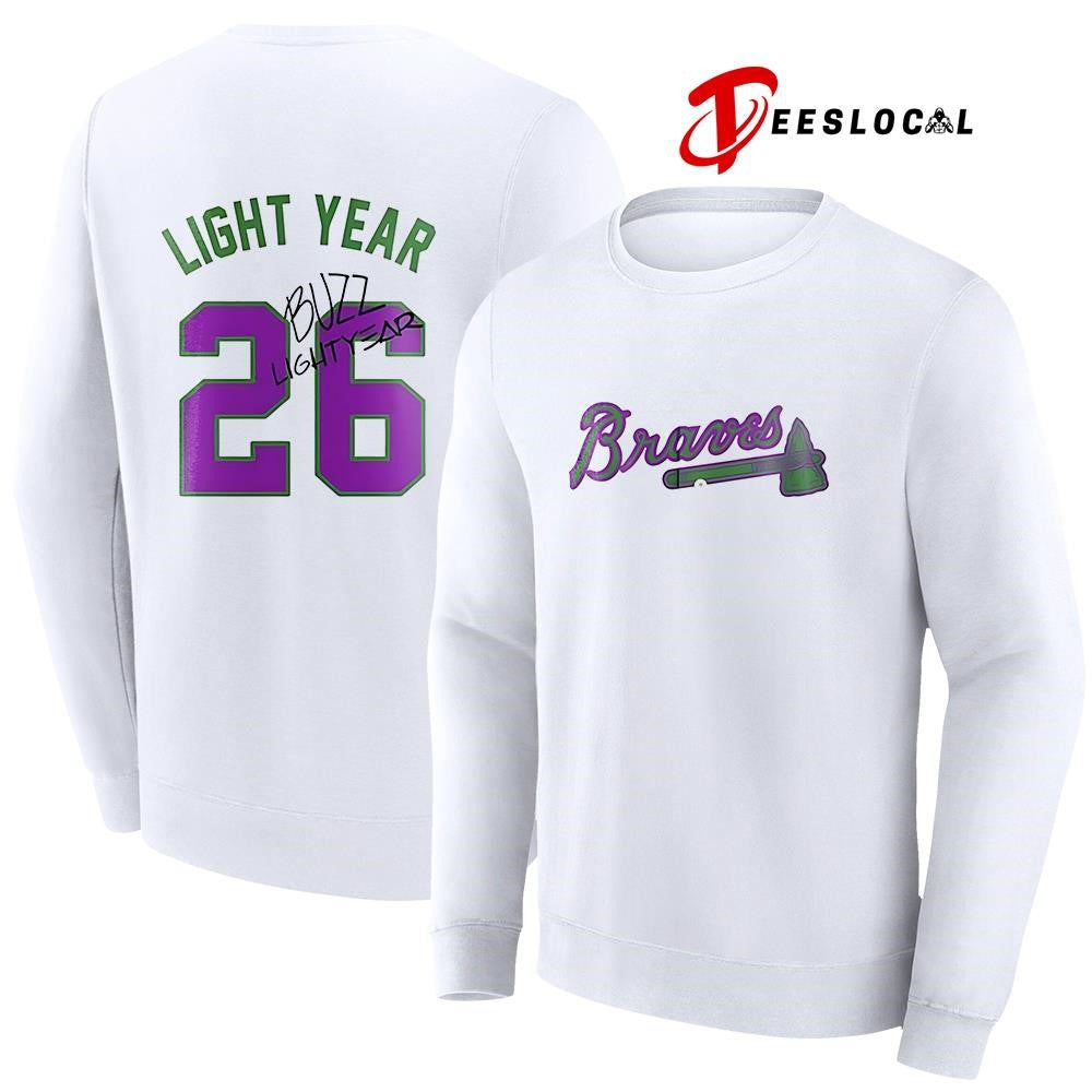 Atlanta Braves x Toy Story 5 Ligh Year name and number signature shirt