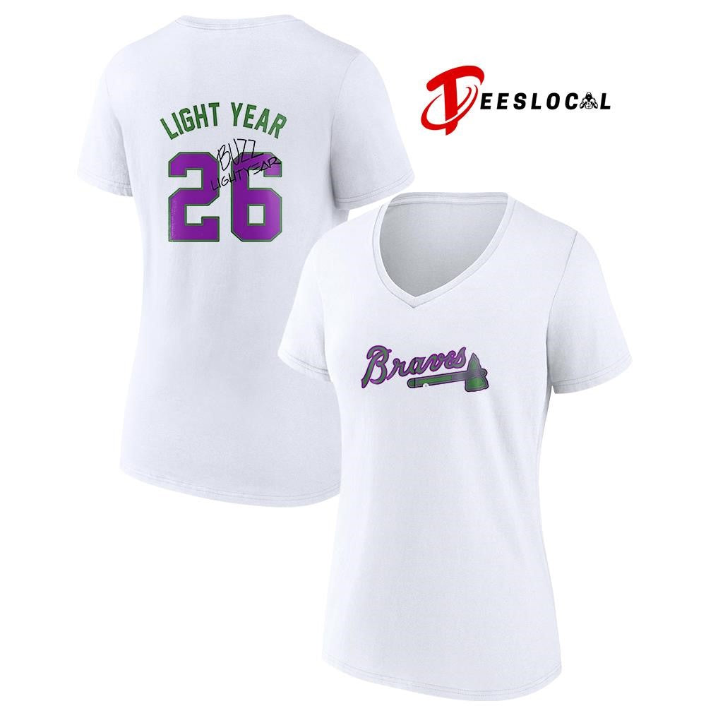Atlanta Braves x Toy Story 5 Ligh Year name and number signature shirt