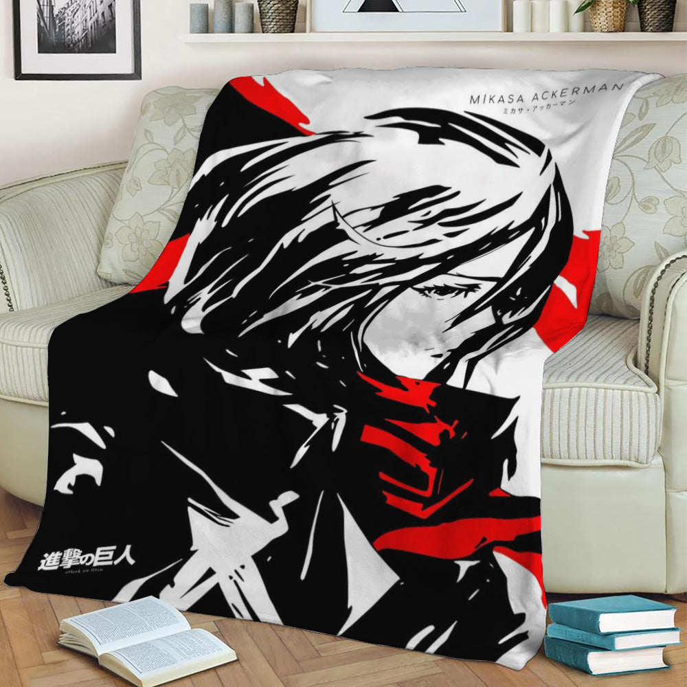 Attack on Titan Mikasa Fleece Throw Blanket