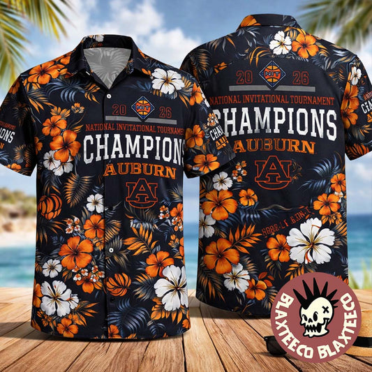 Auburn Tigers Men’s Basketball 2026 NIT Champions Tropical Pattern Hawaiian Shirt