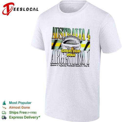 Australia 4 Argentina 1 Bicentennial Gold Cup 1988 Game 3 Sydney Football Stadium shirt