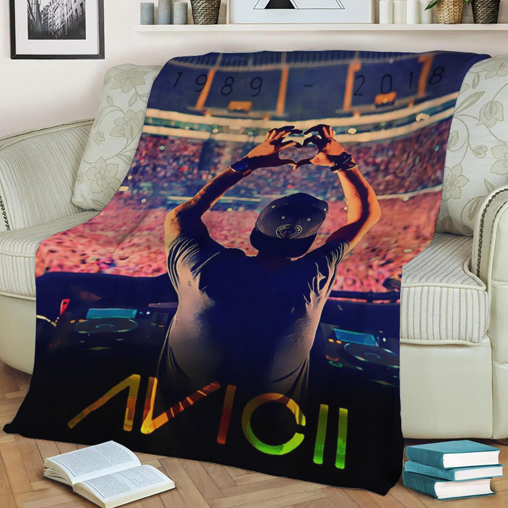 Avicii Music Album Poster Fleece Throw Blanket